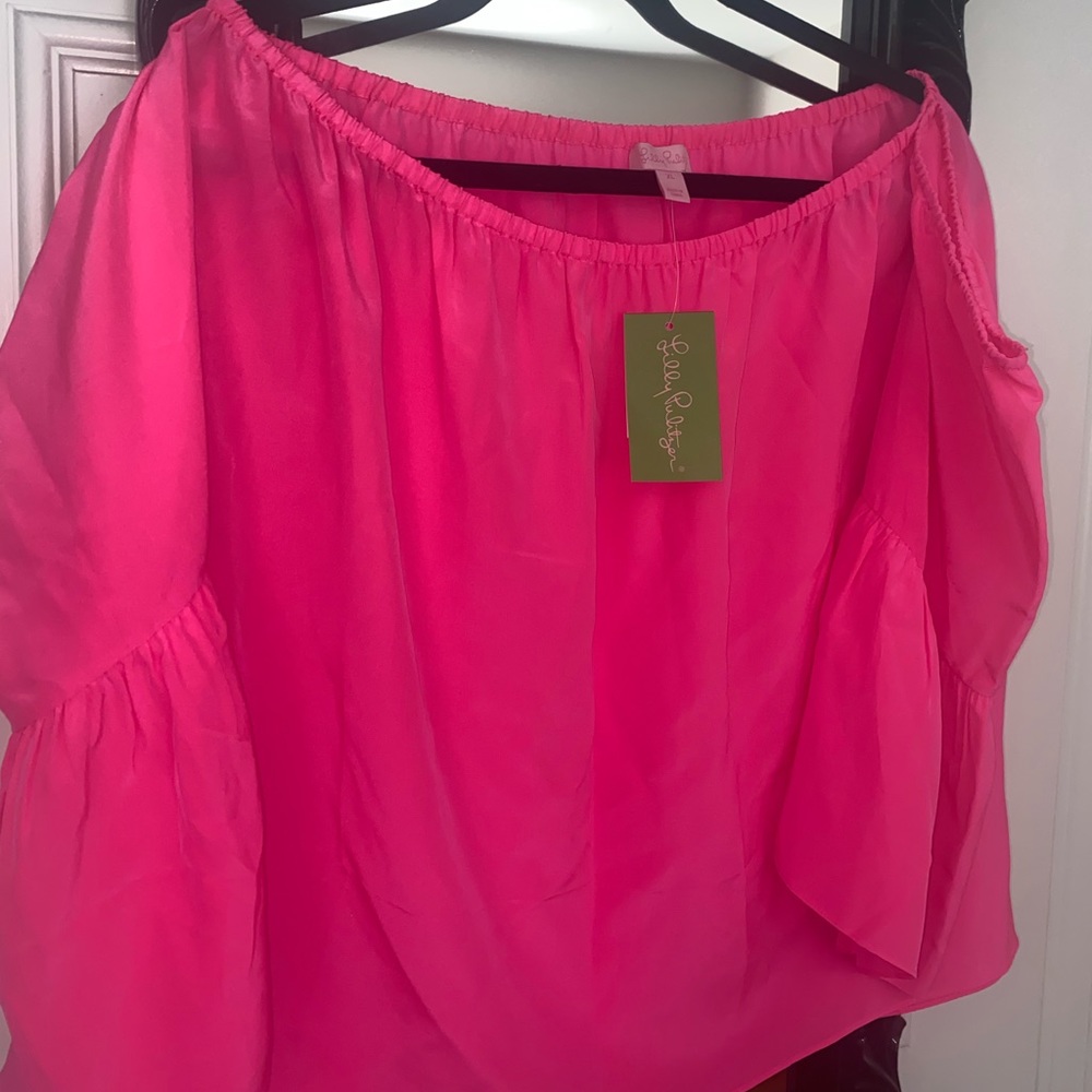 Lilly Pulitzer pink off the shoulder top